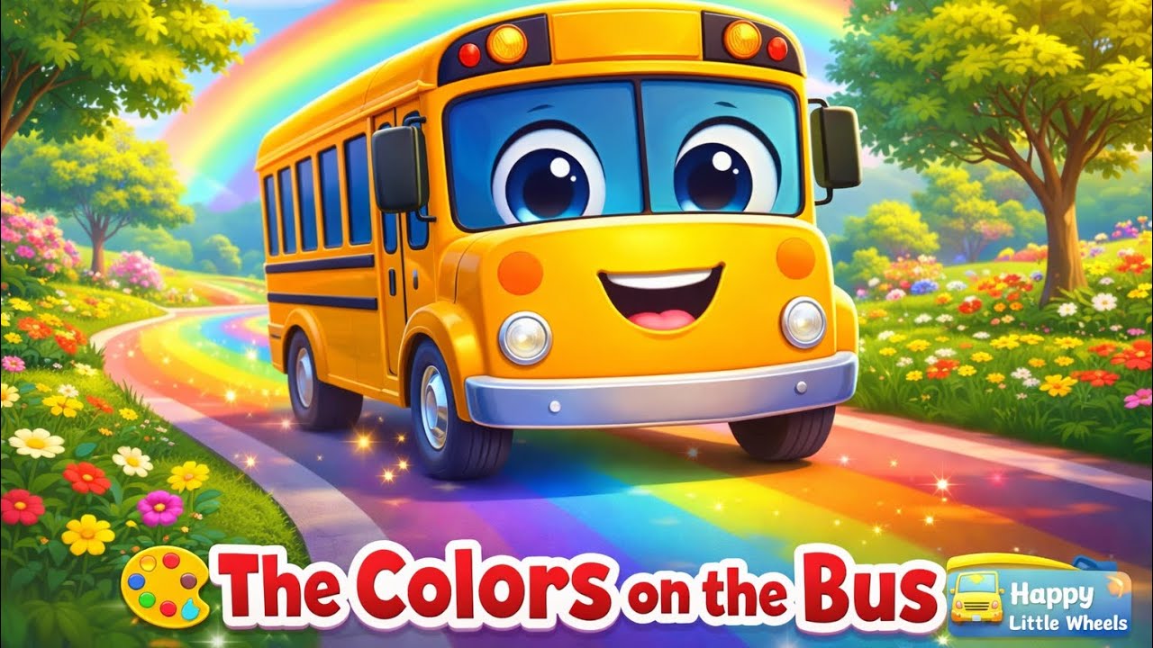 The Colors on the Bus | Learn Colors with the Happy School Bus | Nursery Rhyme for Kids