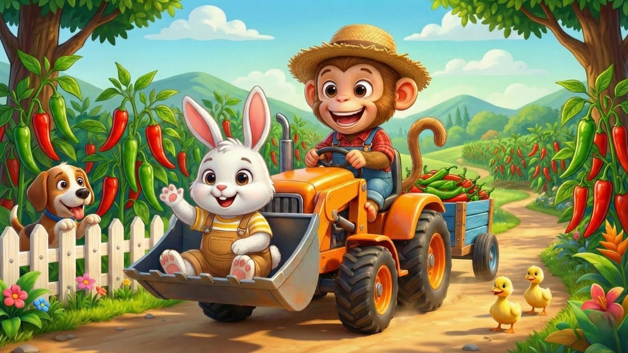 Monkey Farmer Fixes Tractor and Plows Beet Field - Farm Work | Funny Monkey Kids!🐒