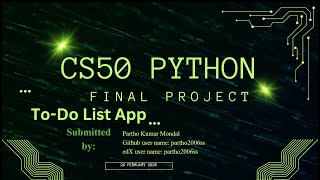 CS50 Python Final Project  To do list