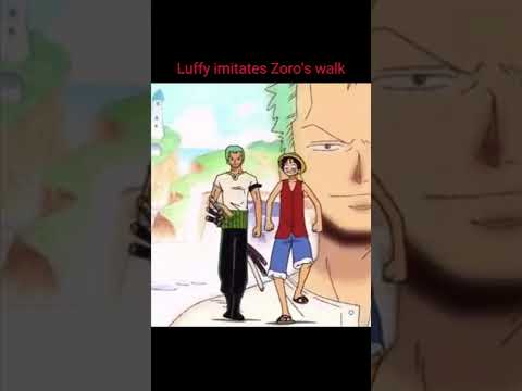 Luffy imitates Zoro's walk