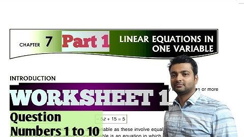 D.A.V. Math | Class 7 | Ch 7 | Linear Equations in one variable |W/S 1 | 1 -10 |  Art Of Mathematica