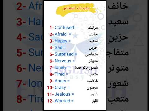 مفردات المشاعر باللغه الانجليزيه تعليم اللغة الانجليزية كورس انجليزي انجليزية للمبتدئين