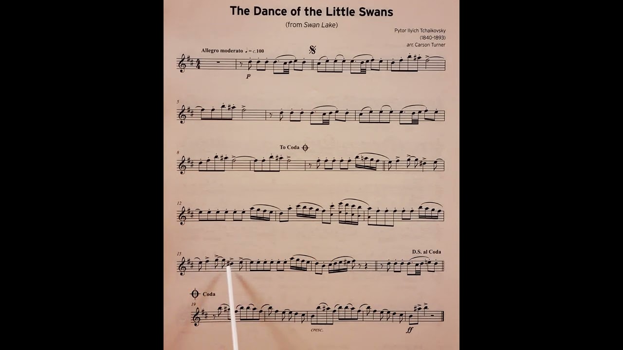 The Dance of the Little Swans by Pytor Ilyich Tchaikovsky piano accompaniment at rehearsal speed