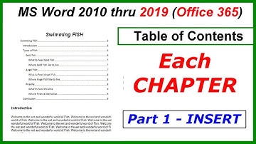 How to INSERT an EACH CHAPTER Table of Contents - Word 2010 thru 2019