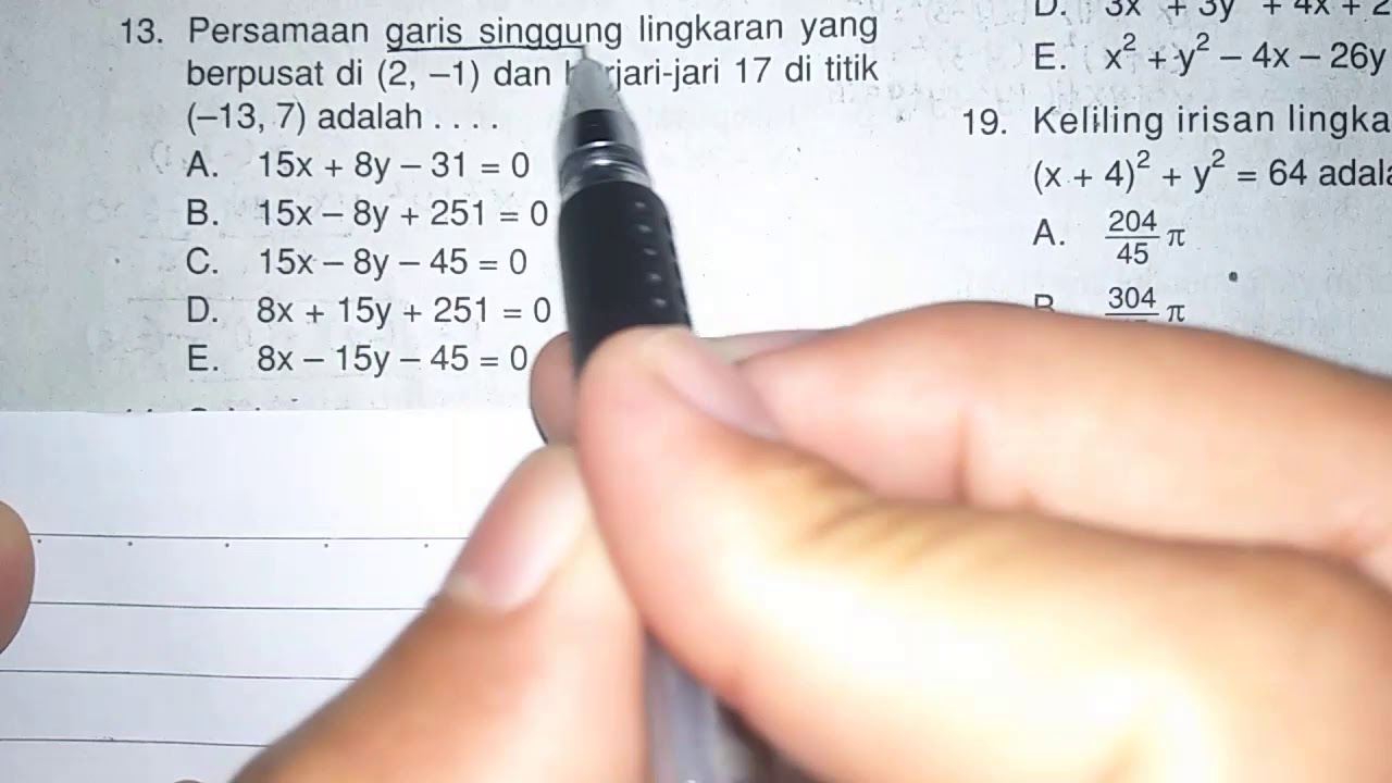 Lingkaran SMA- Mencari PGS apabila diketahui r dan pusat (a,b) - YouTube