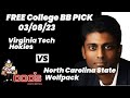 College Basketball Pick - Virginia Tech vs North Carolina State Prediction, 3/8/2023 Free Picks