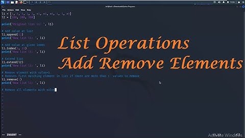 List Operations - Add Remove Elements| Python Programming - Leisure Codes