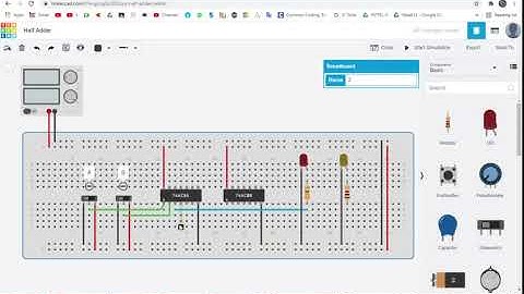 Experiment to verify Truth Table of Half Adder using TinkerCAD