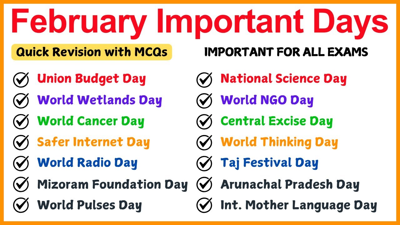 Most Important Days - February Month I Days & Date I National ...