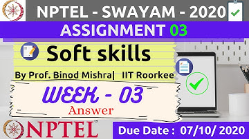 NPTEL | Soft Skills | Week 3 | Assignment 3 Answer | Nptel assignment answers
