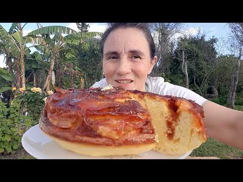 TORTA de MANZANA  Esponjosa con CARAMELO invertida , sin MANTECA, sin HORNO en OLLA