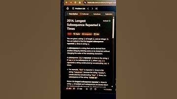 👉 LeetCode 2014 Solution | Longest Subsequence Repeated k Times in Java, C++ & Python 🚀 #shortsindia