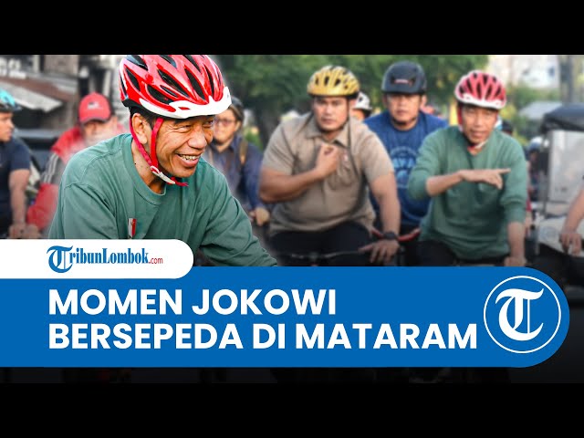 Hari Pertama Kunjungan Kerja di NTB: Jokowi Bersepeda hingga Bagi Sembako ke Warga class=