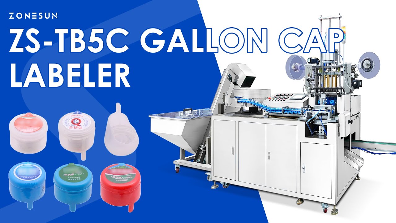 ZONESUN ZS-TB5C Automatic Gallon Bottle Cap Top Labeling Machine High-Speed Labeler Solution