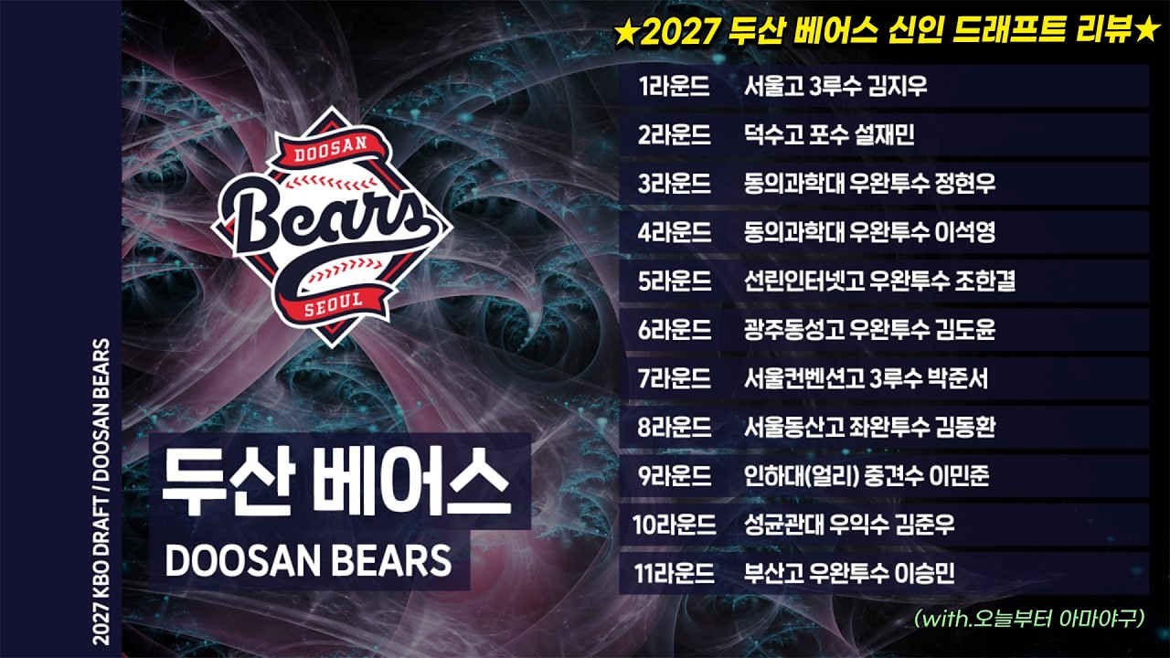 🐻두산 베어스 2027 신인 드래프트 리뷰🐻