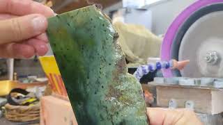 Cutting Slices Of Pounamu New Zealand Jade