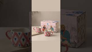 ExclusiveLane Ceramic Tea &amp; Coffee Mugs Set ☕✨ | Stylish Hand-Embossed Mug Set