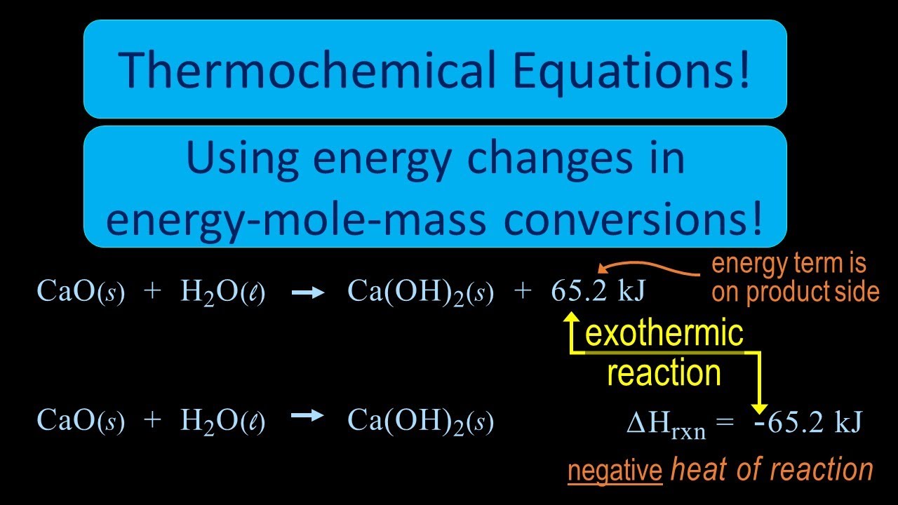 Thermochemical Equations and Using the energy term (heat of reaction) in  mole-mass problem solving