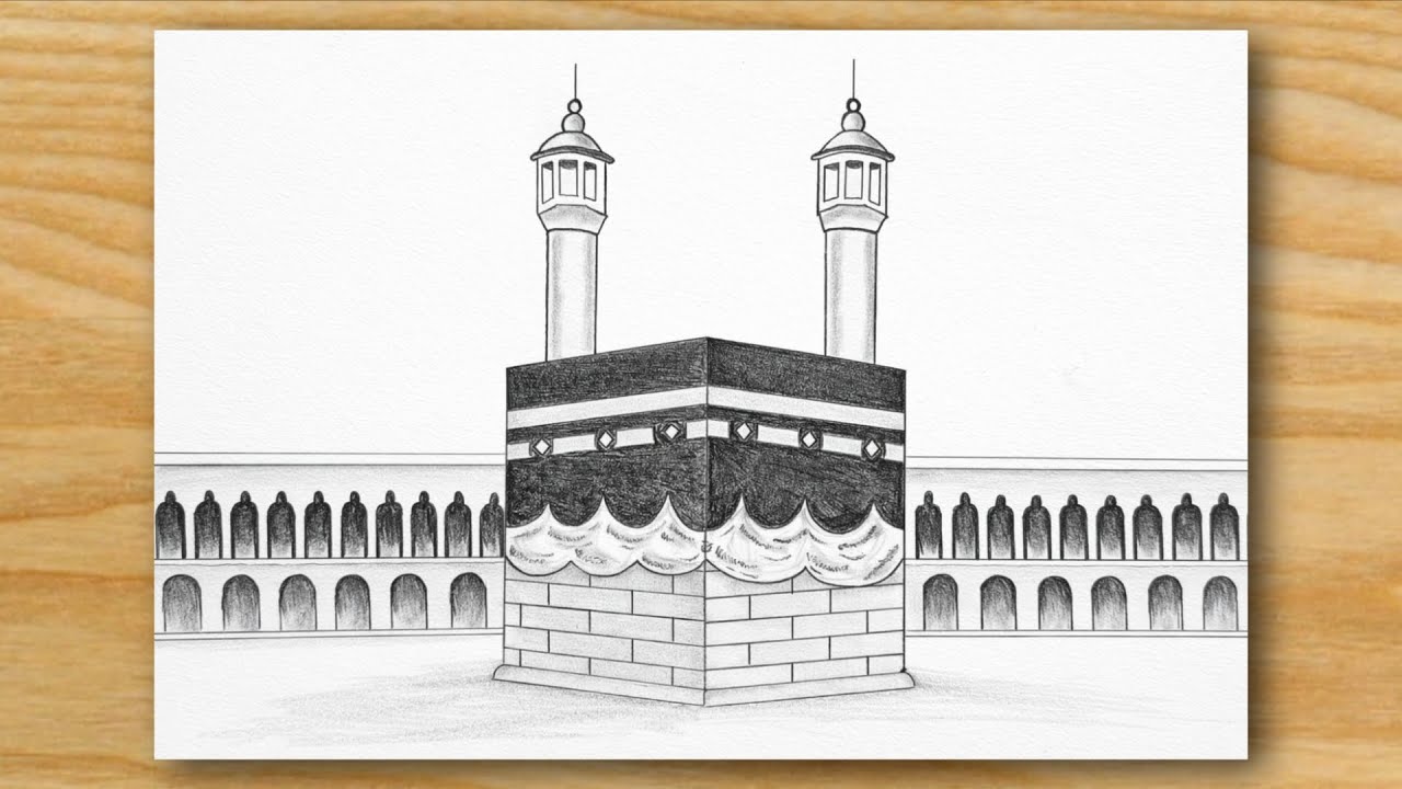 Khana-E-Kaaba Drawing Tutorial | Easy Step by Step Kaaba Sharif Drawing | Islamic Drawing Art