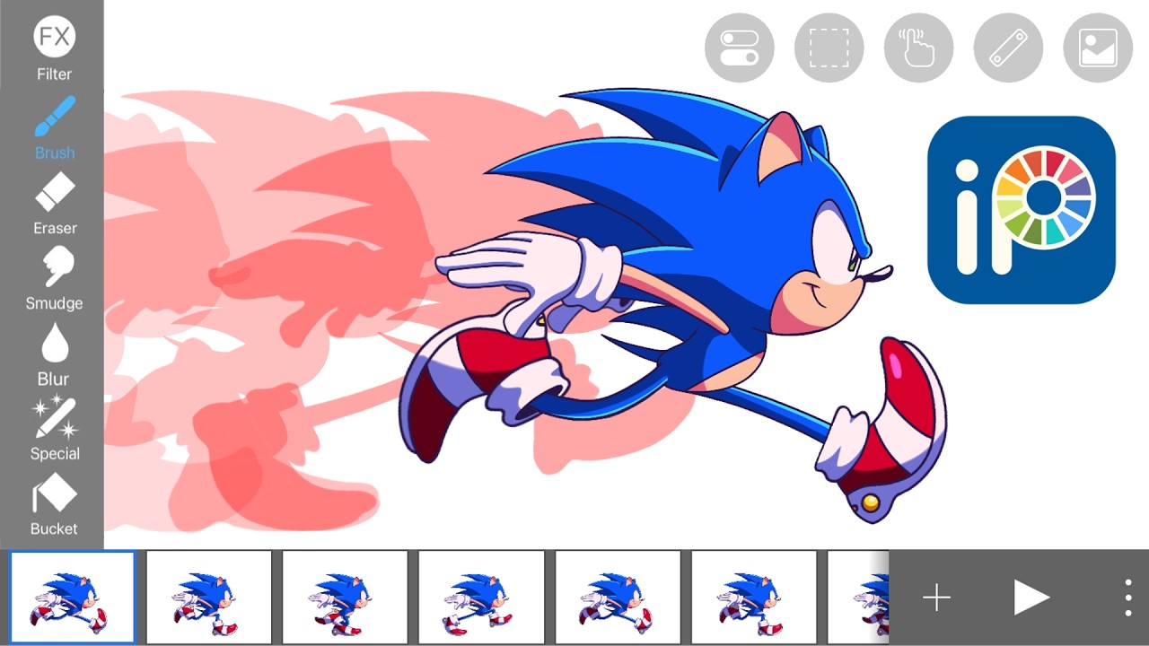 Sonic Running Tutorial : IbisPaint X Animation on iPad Air (5th Gen)