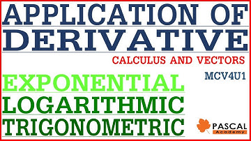 Application of Derivative in Exponential Logarithmic Trigonometric Functions Math Grade 12 #MCV4U1