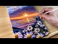 Sunset Daisies / Acrylic Painting / Correa Art