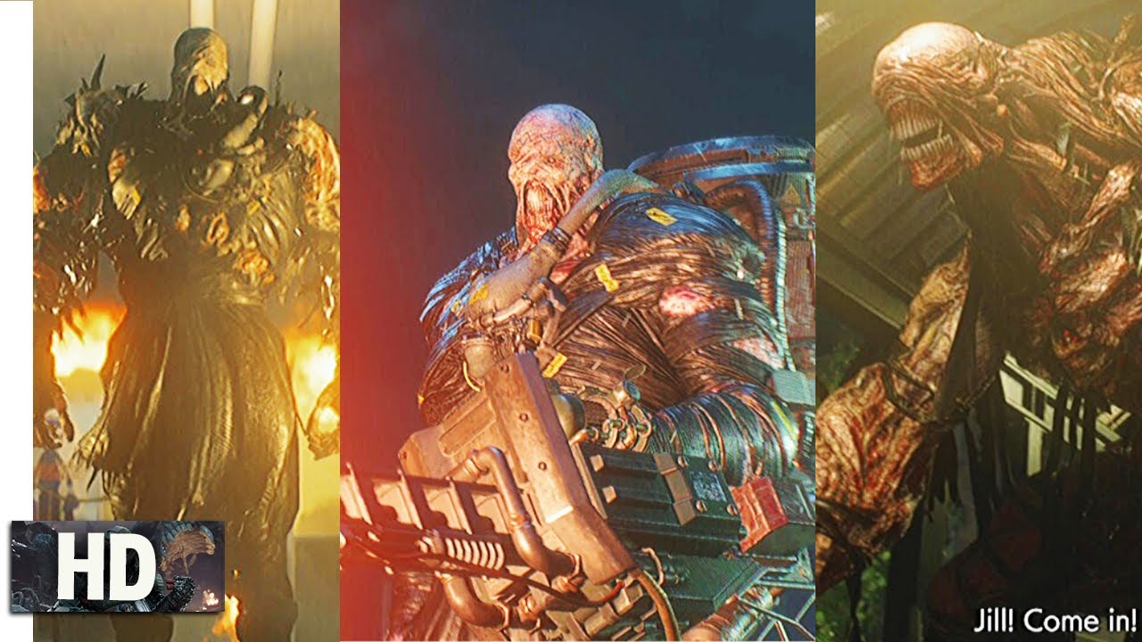 Resident Evil 3 Remake- All Nemesis chase , In counter & BossFight 1080p 60fps