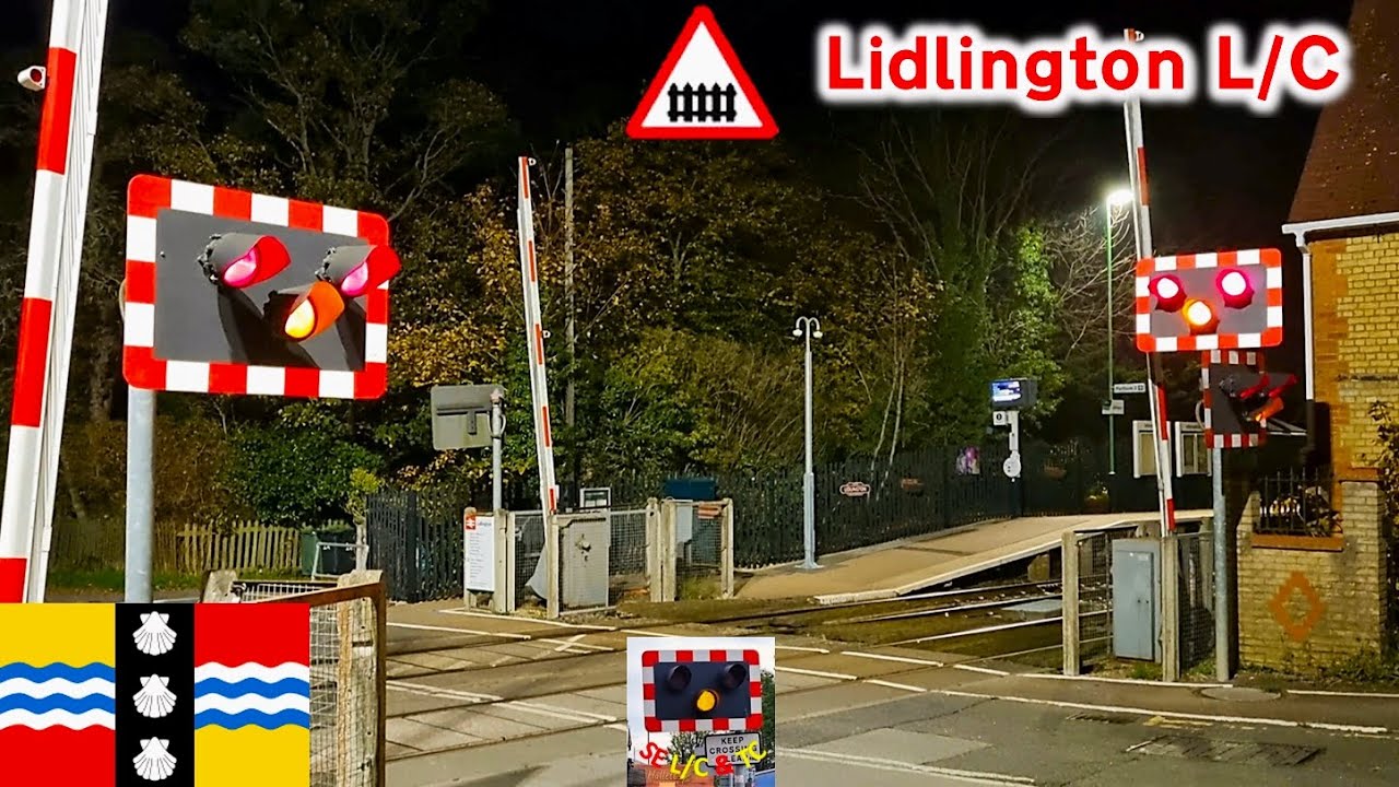 Halogen Lights in the dark at Lidlington Level Crossing, Bedfordshire