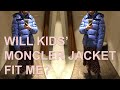 Adult Trying On Kids' Moncler Jacket | Comparing Maya Blue Kids' Jacket to Adults'