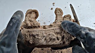 Washing And Cleaning Dirty Golden Boat