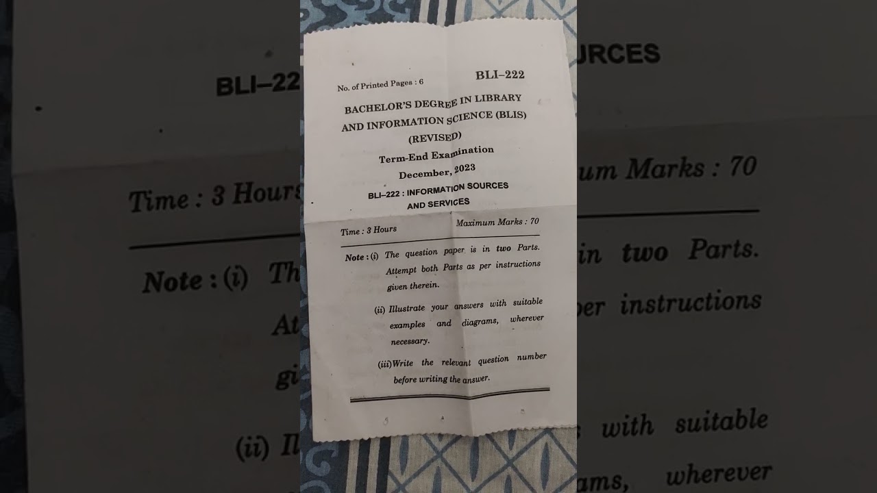 BLIS 222 Information sources and services