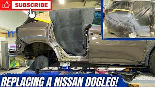 This #Nissan needed a new DogLeg welded on! #autobody #quarterpanel #collision #bodywork