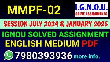 MMPF-02 Solved Assignment 2024-25 English, MMPF-02 Solved Assignment 24-25, MMPF 2 Assignment