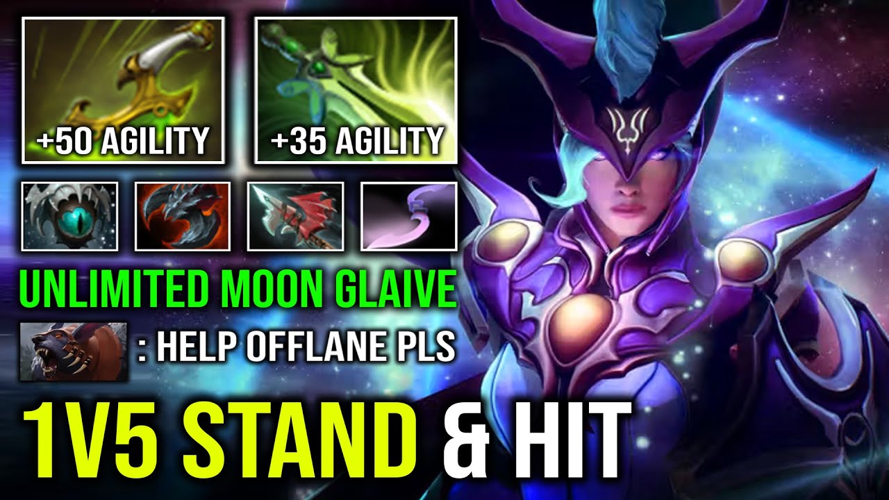 How to Offlane Luna 1v5 Just Stand & Hit Unlimited Moon Glaive Max Stats Super Carry Dota 2