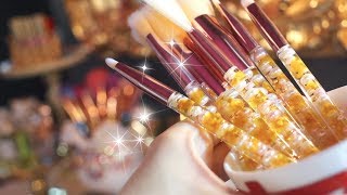 【DIY】ハーバリウムメイクブラシ【黄色かすみ草とパールぎっしり】DIY Gypsophila Makeup Brushes