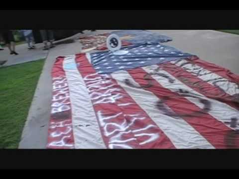 Police Watch as SB1070 Illegal alien supporters desecrate US Flag during National Anthem