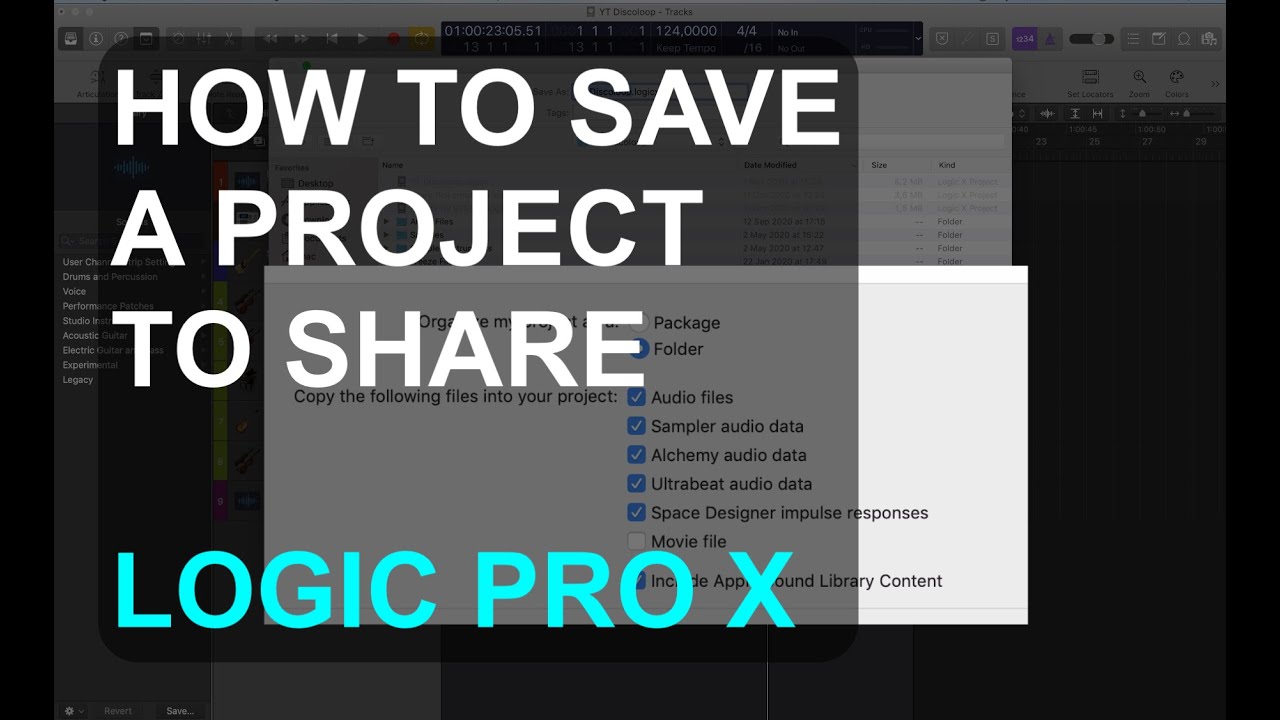 How to save a project to share : LOGIC PRO X : SINGLE FUNCTIONS - YouTube