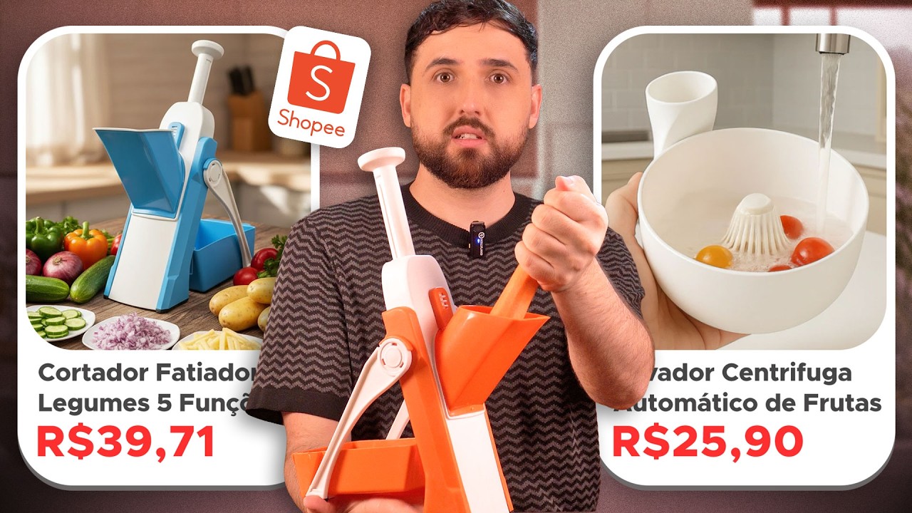 😱 COMPRAS DA SHOPEE PARA COZINHA | Cortador de Legumes, Centrifuga Lavadora e Batedeira Elétrica