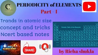 Periodicity of elements- Trands in atomic size ( तत्वों की आवर्तिता) with concept &amp; tricks Ncert 🔥