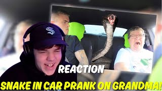 SNAKE IN CAR PRANK ON GRANDMA! (REACTION)