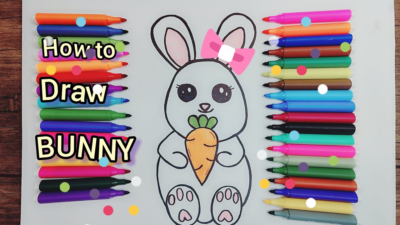 How to draw a cute KAWAll BUNNY for kids| easy drawing BUNNY step by ...