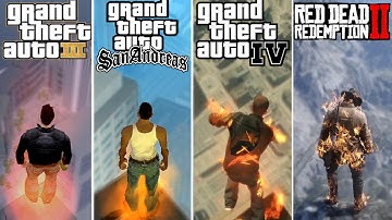 Burning Jump ON FIRE From the Highest Points in Every Rockstar Game (1997-2024)