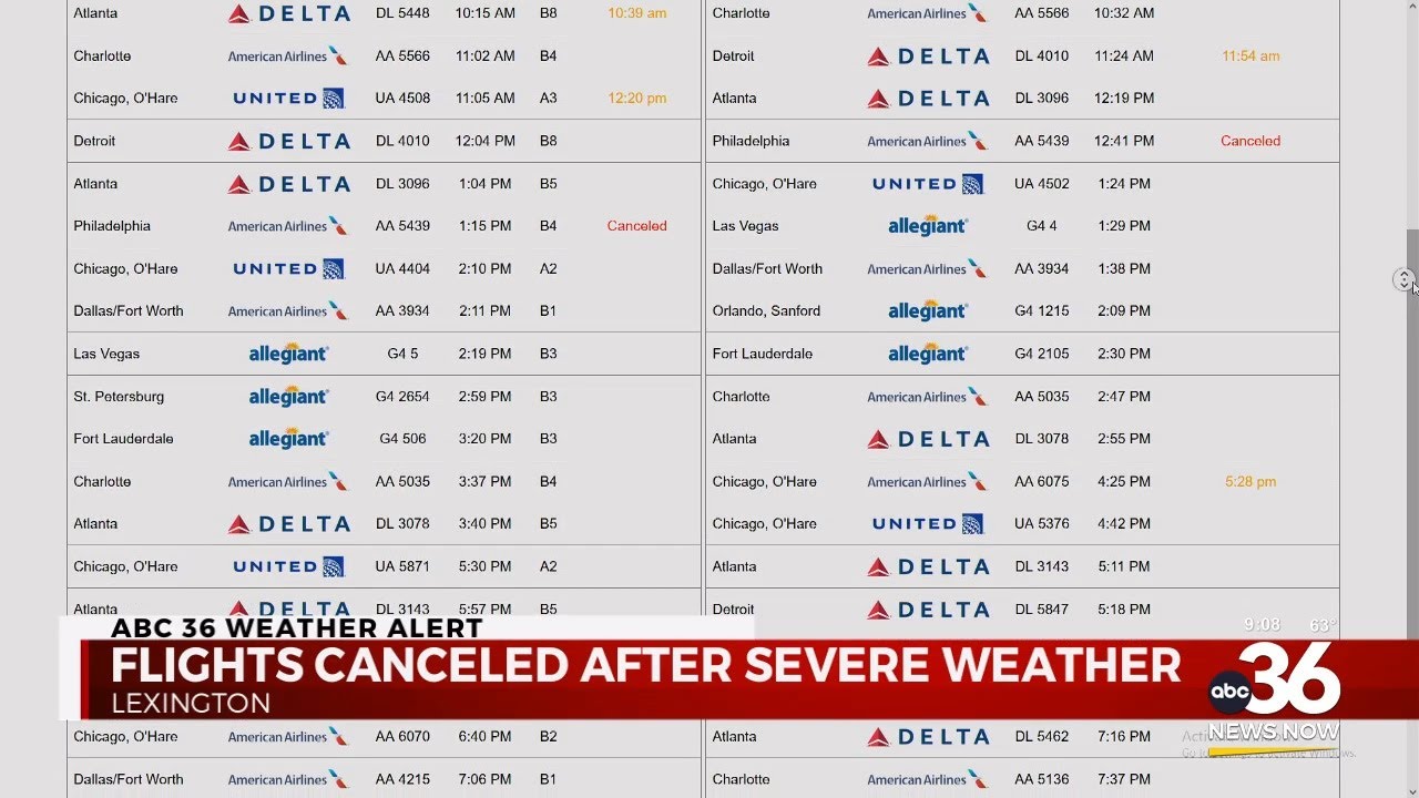 Schools closed and flights cancelled after severe weather
