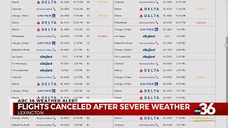 Schools closed and flights cancelled after severe weather