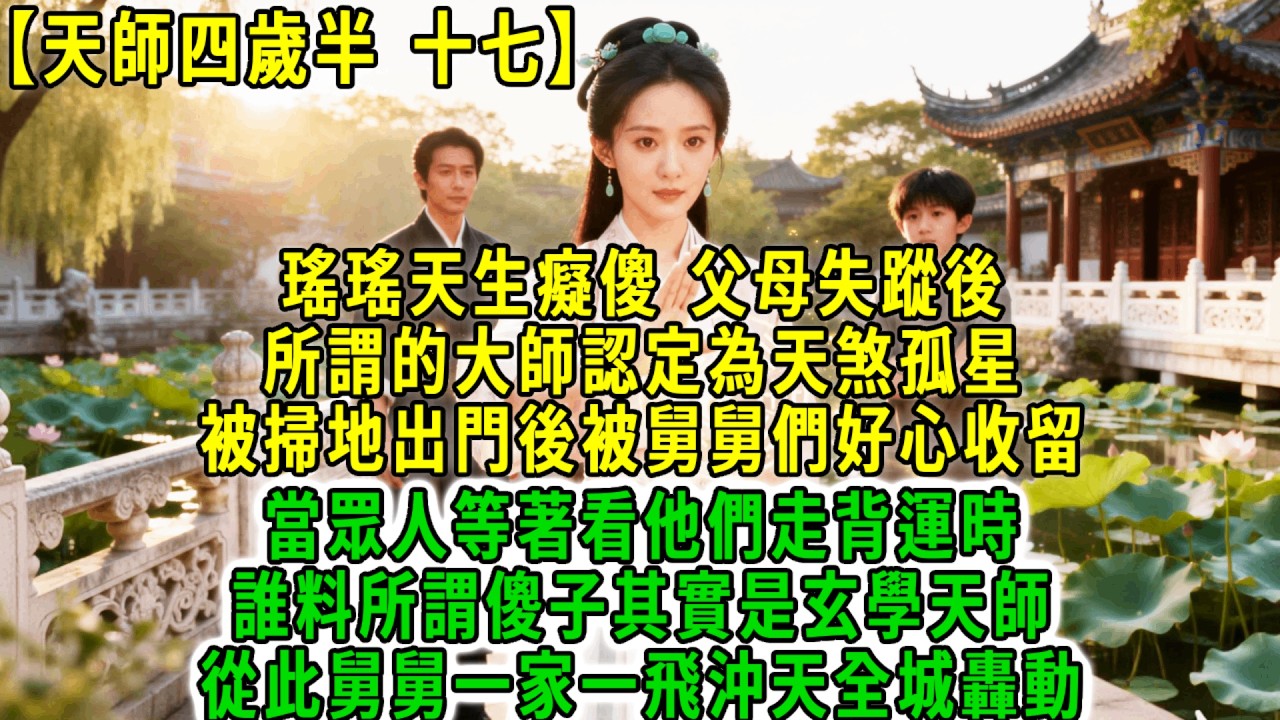 天師四歲半(十七)瑤瑤天生癡傻，父母失蹤後，所謂的大師認定為天煞孤星，被掃地出門後被舅舅們好心收留，當眾人等著看他們走背運時誰料所謂傻子其實是玄學天師，從此舅舅一家一飛沖天全城轟動！#荷上清風 #爽文