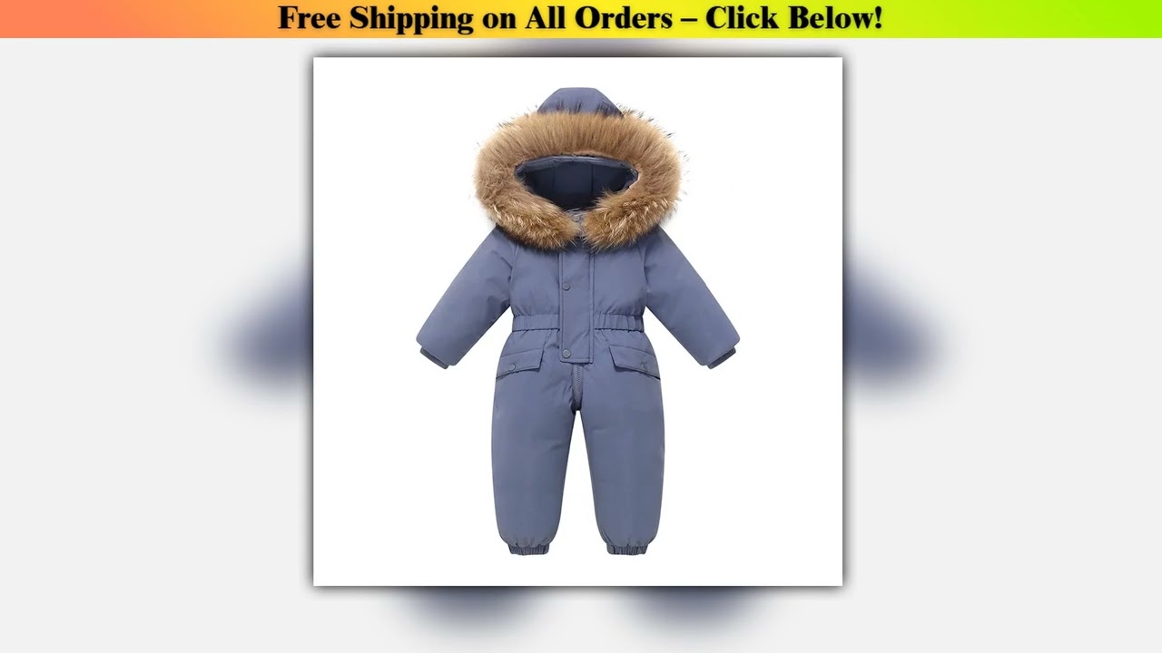 OLEKID -30 Degree Russia Winter Children Overalls Real Fur Waterproof Baby Boys Snowsuit 1-5 Years