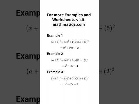 Algebraic Identity Examples 1 Mathmatiqs Com Shorts Maths