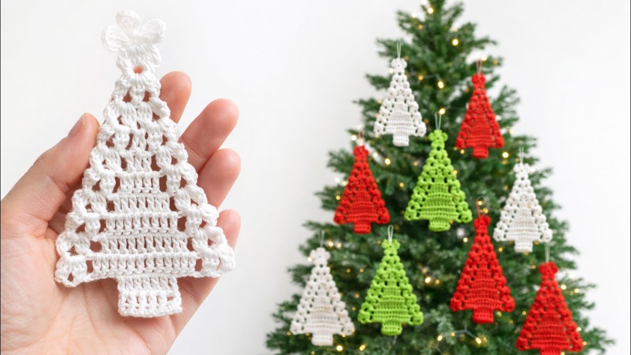 SUPER🎄💫 Crochet CHRISTMAS Tree Ornament Pattern 🌲 Easy Crochet xmas ...