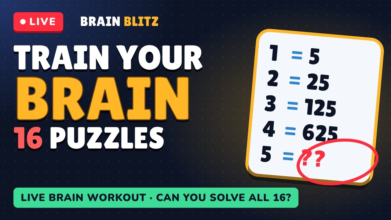 Train Your Brain LIVE 🧠 16 Brain Teasers to Sharpen Your Mind - YouTube