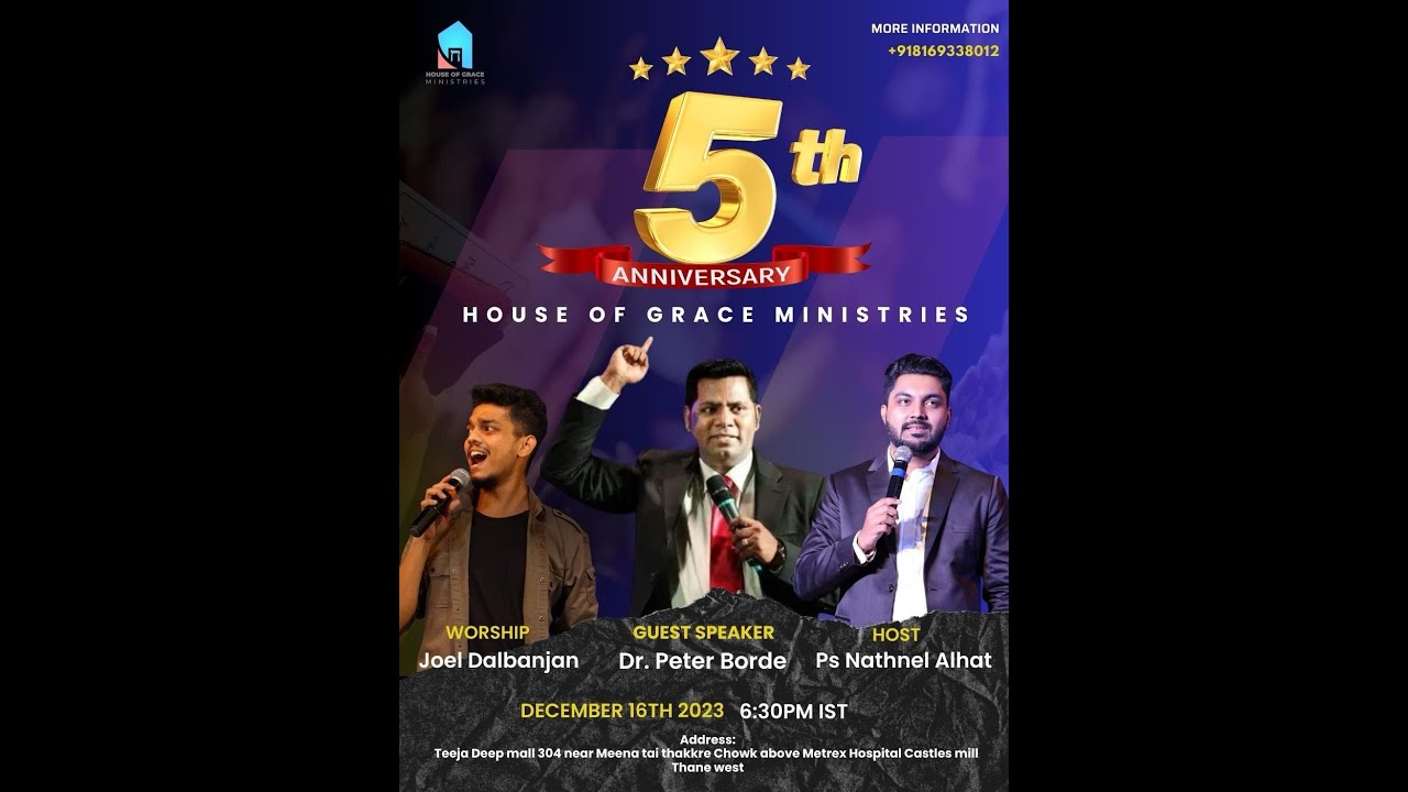 5th Anniversary Celebration House Of Grace Ministries Ps Nathnel Alhat YouTube